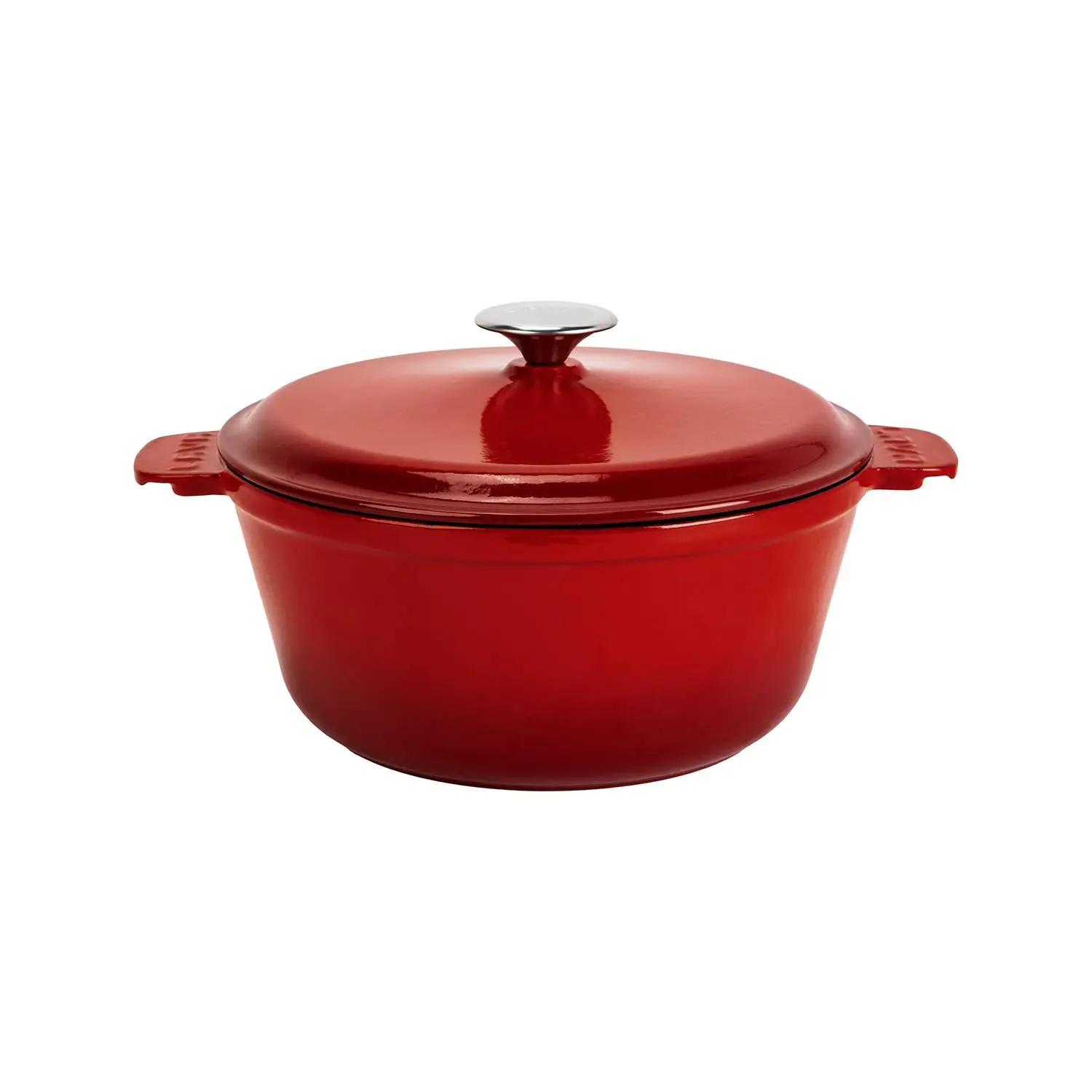 Lava Cast Round Pot with Cast Iron Solid Handle. Diameter(Ø)26cm. - Red