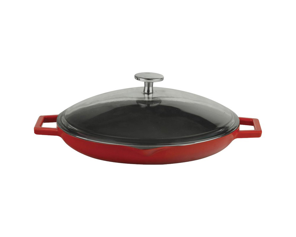 LAVA Cast Iron Round Griddle Pan Diameter, 2.3 Quart, 28 cm / 11 in, With  Metal Handle, Easy to Clean, Non-Stick